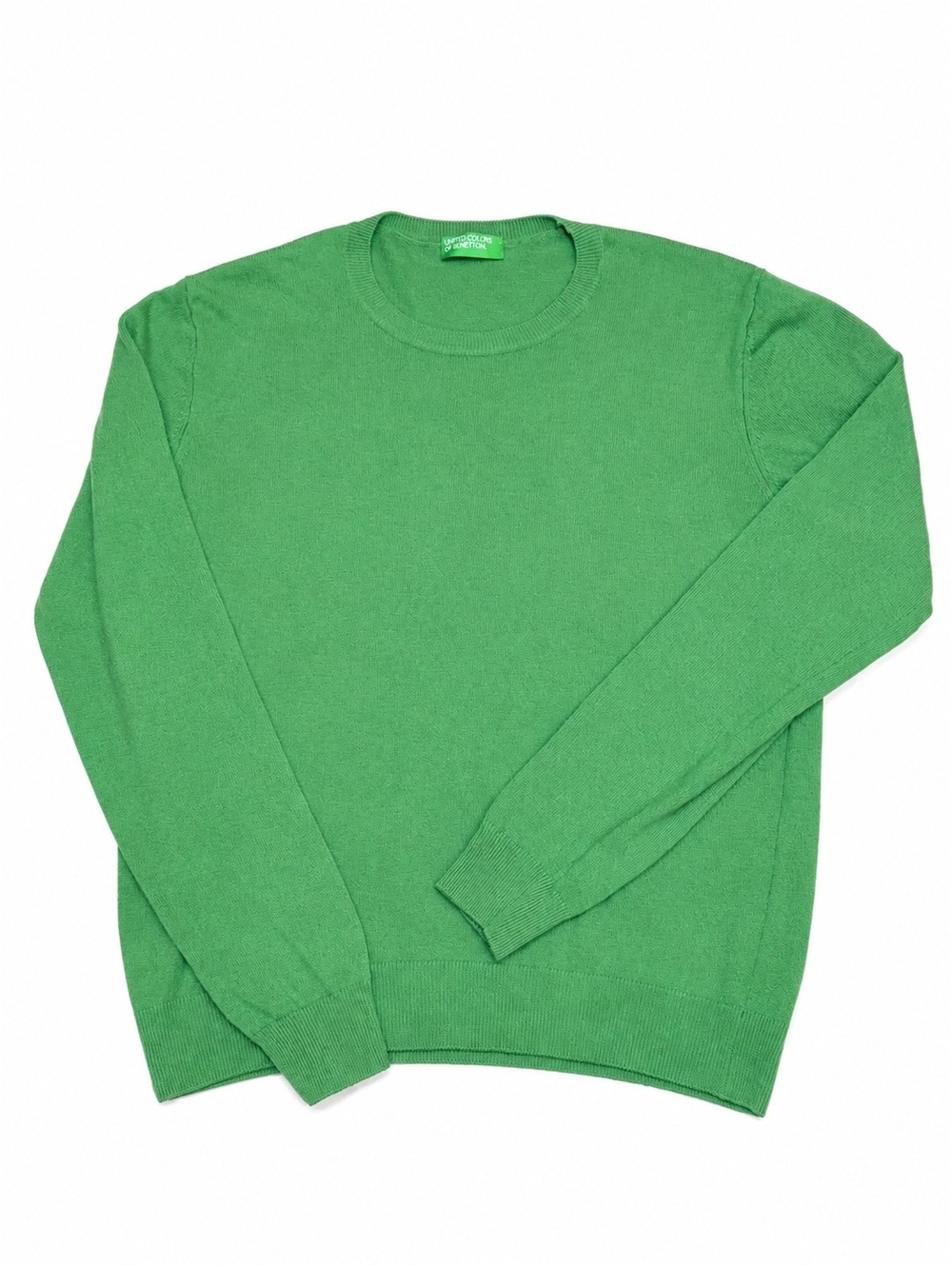 United Colors of Benetton 100% Virgin Wool Crewneck Sweater Green Size M